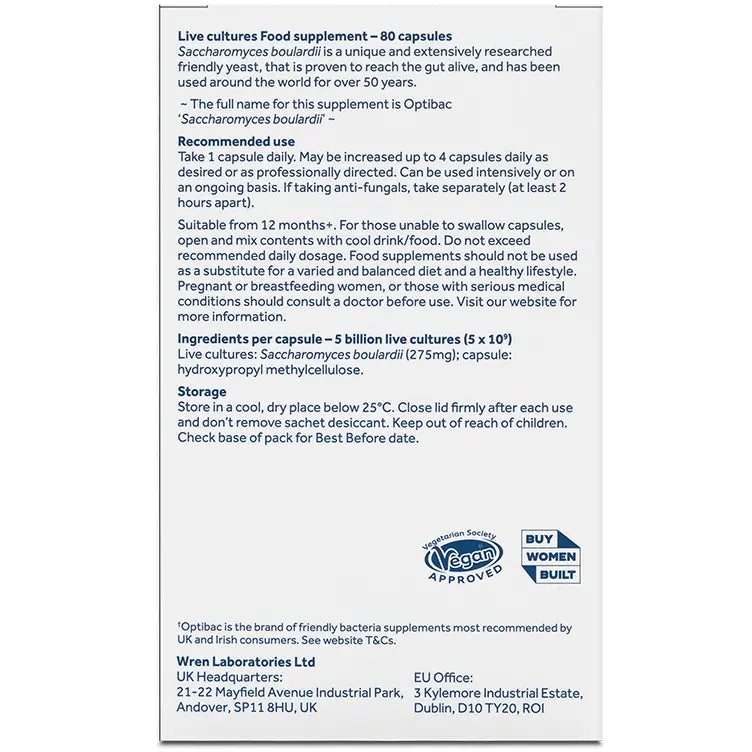Optibac Probiotics S. Boulardii 80 Capsules