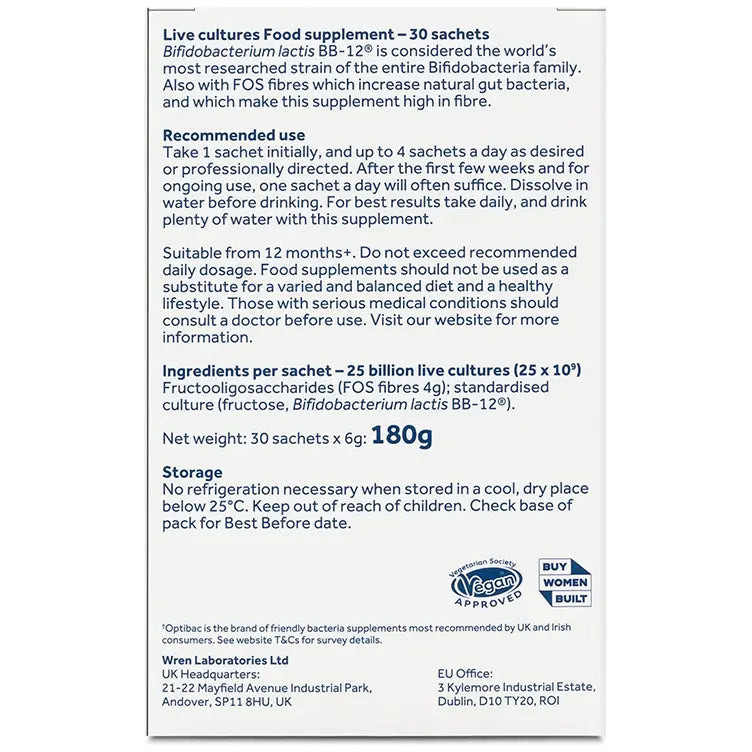 Optibac Bifidobacteria & Fibre 30 sachets