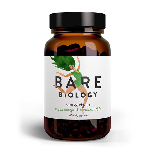 Bare Biology Vim & Vigour Vegan Omega 3 & Astaxanthin 60 Capsules