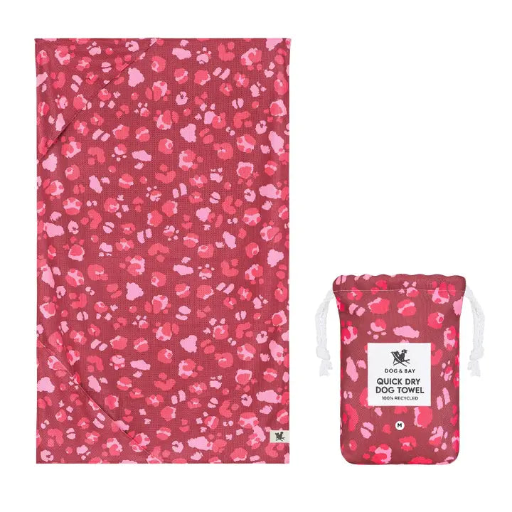 Dock & Bay Quick Dry Dog Towel Pink Paws - Medium