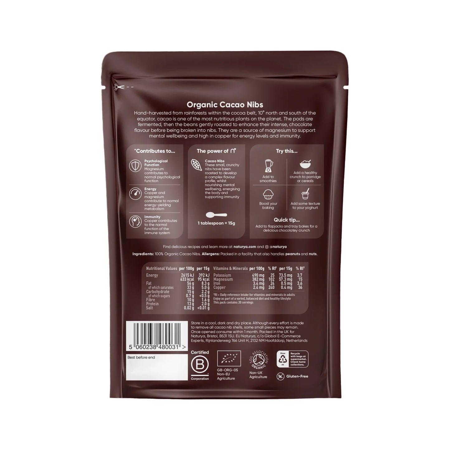 Naturya Organic Cacao Nibs 125g